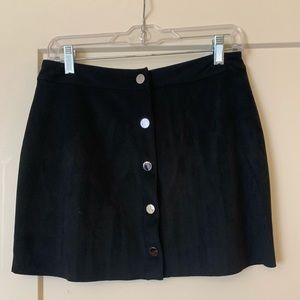Black suede button down skirt